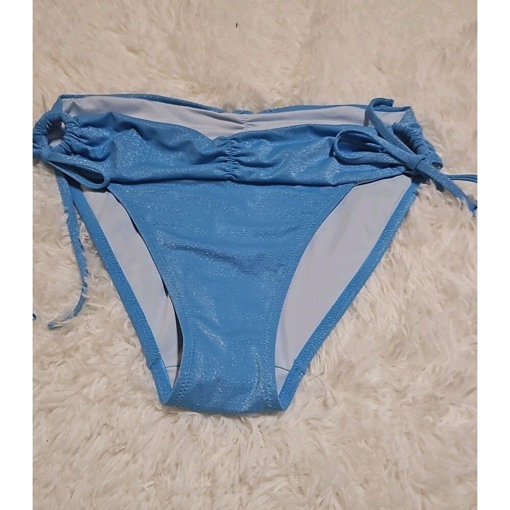 Victoria's Secret Swim Shimmering Blue Bikini Bottom with Side TiesSize M